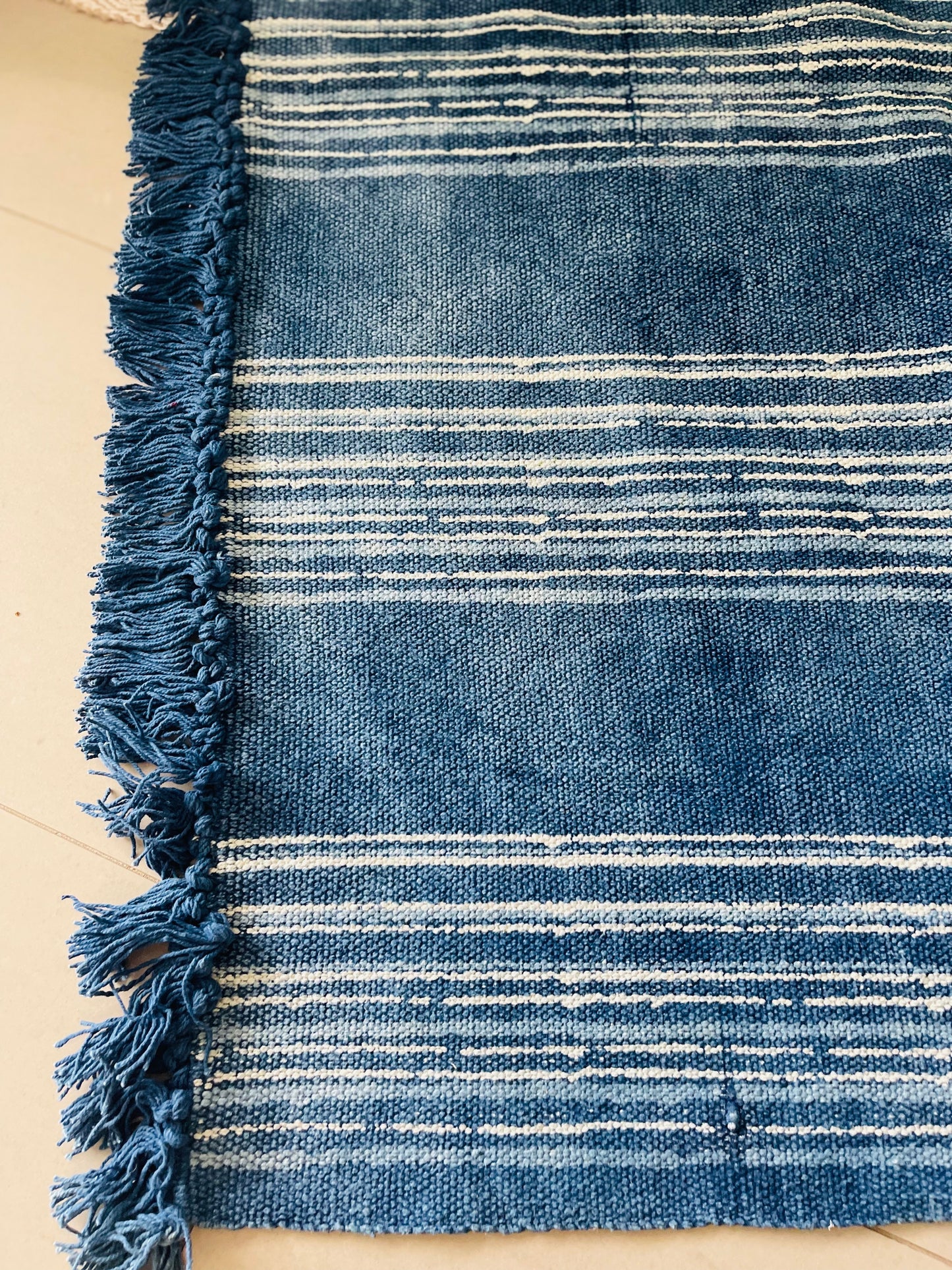Indigo Multi stripe Throw Rug