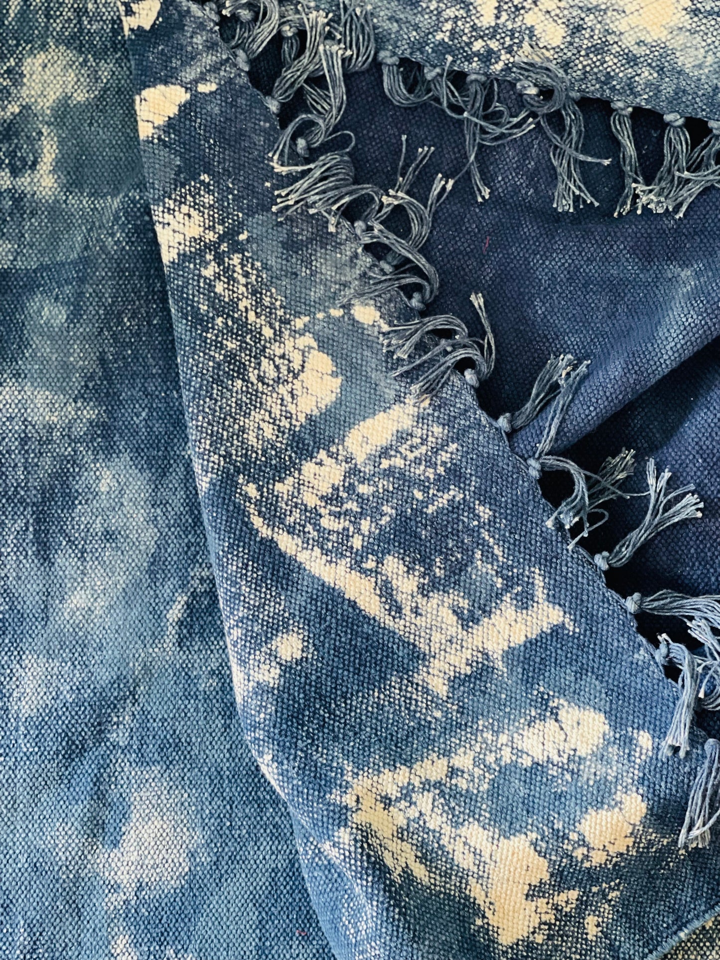Indigo Faded Pattern Throw Rug