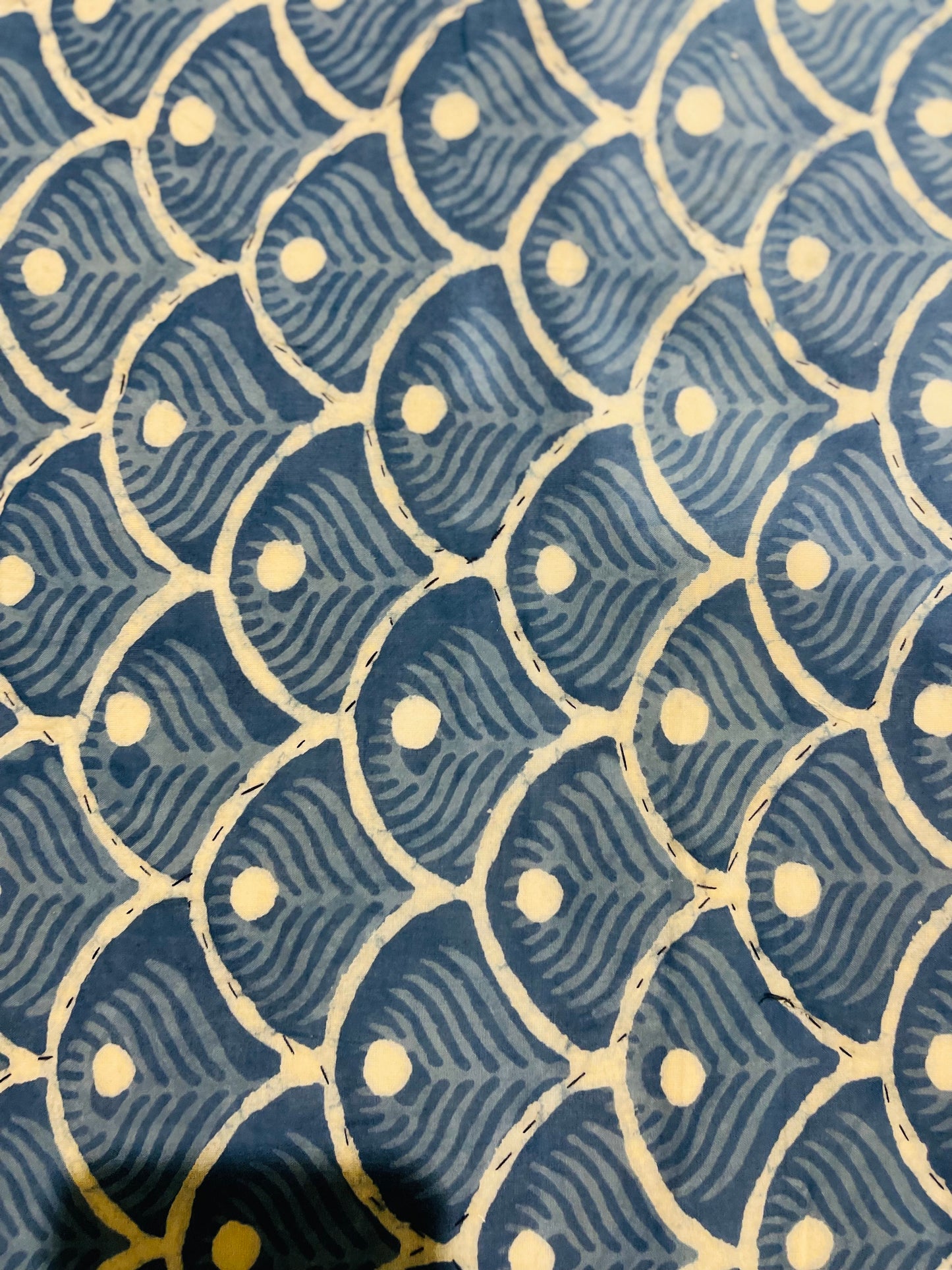 Indigo Floral Cotton Filled Quilt/ Bedspread