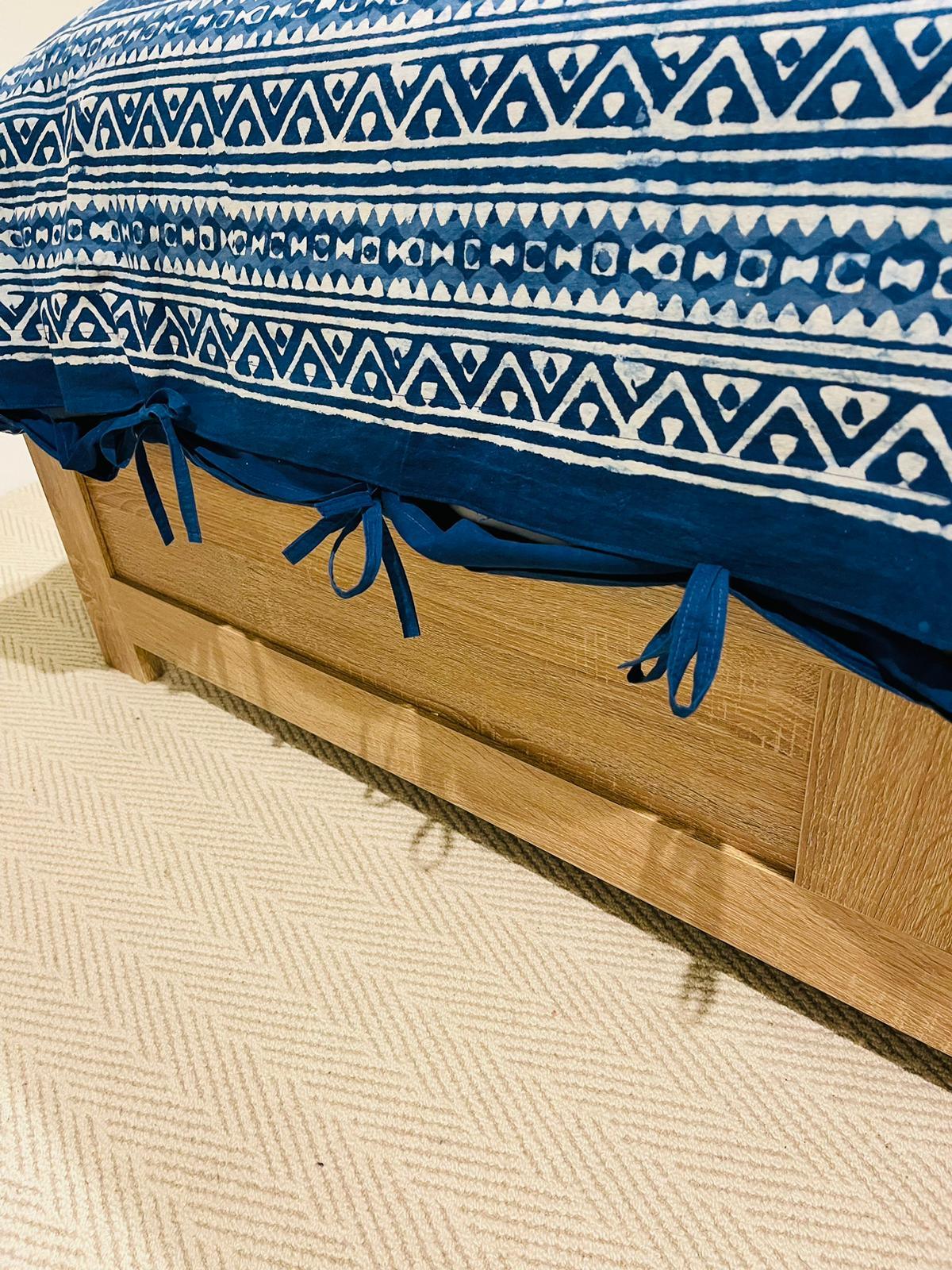 Cotton Quilt cover - Royal Floral Indigo Hand block printed Quilt cover - Rooii by Tuvisha