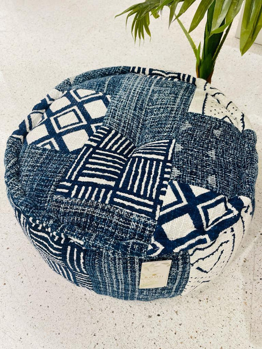 Ottoman Round Indigo patchwork - Rooii by Tuvisha