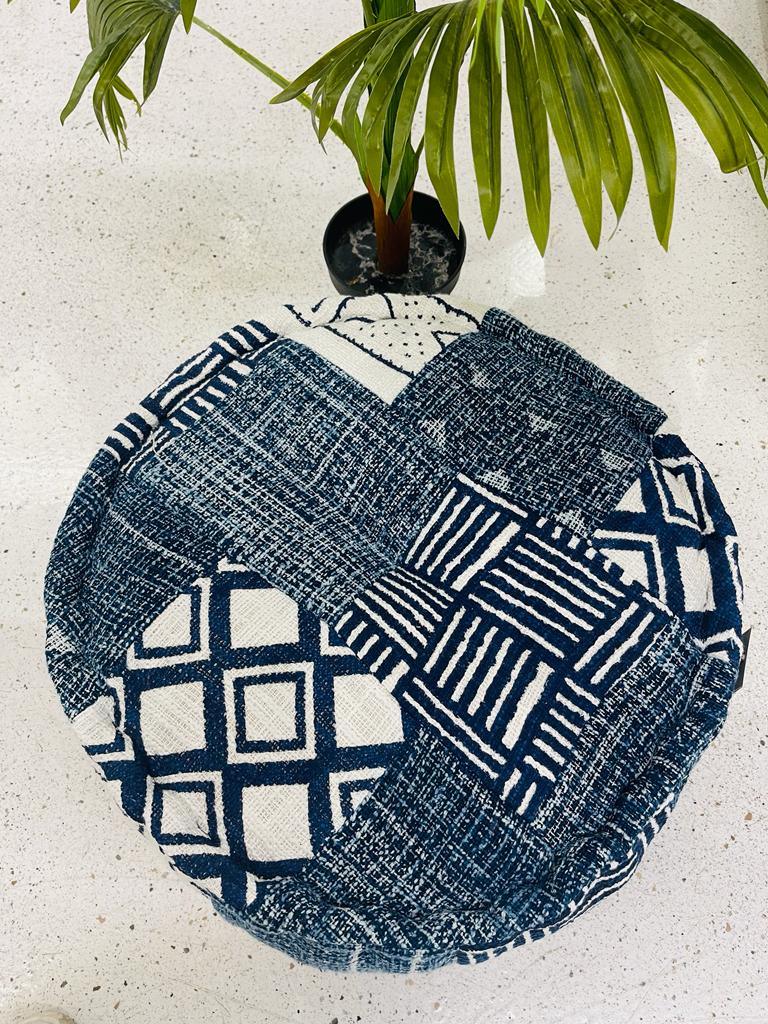 Ottoman Round Indigo patchwork - Rooii by Tuvisha