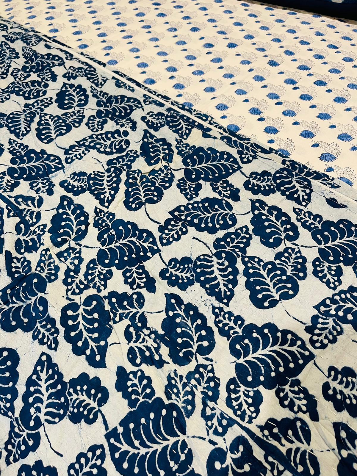 Indigo Cotton Throw Hand stitched - Rooii by Tuvisha