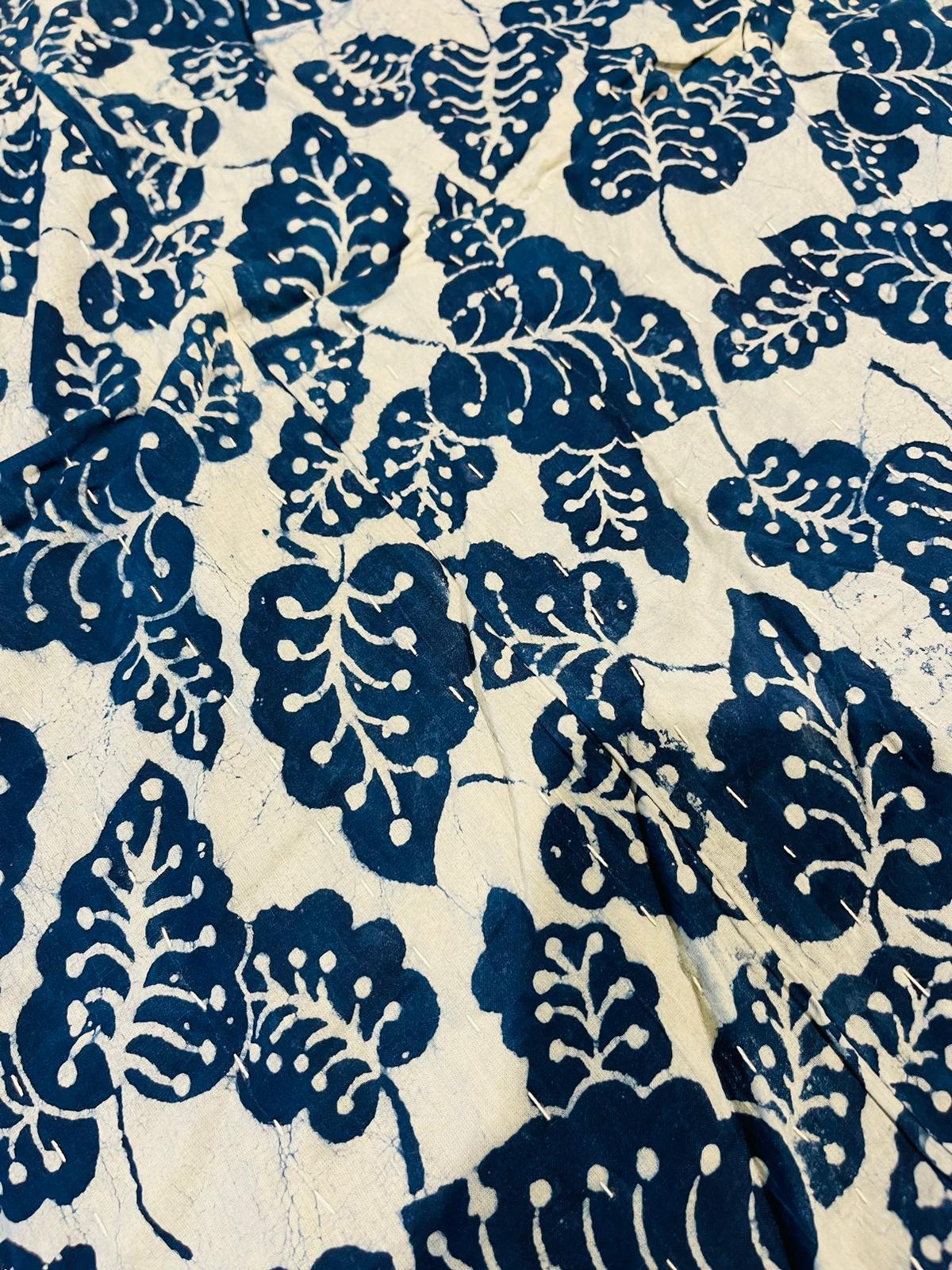 Indigo Cotton Throw Hand stitched - Rooii by Tuvisha