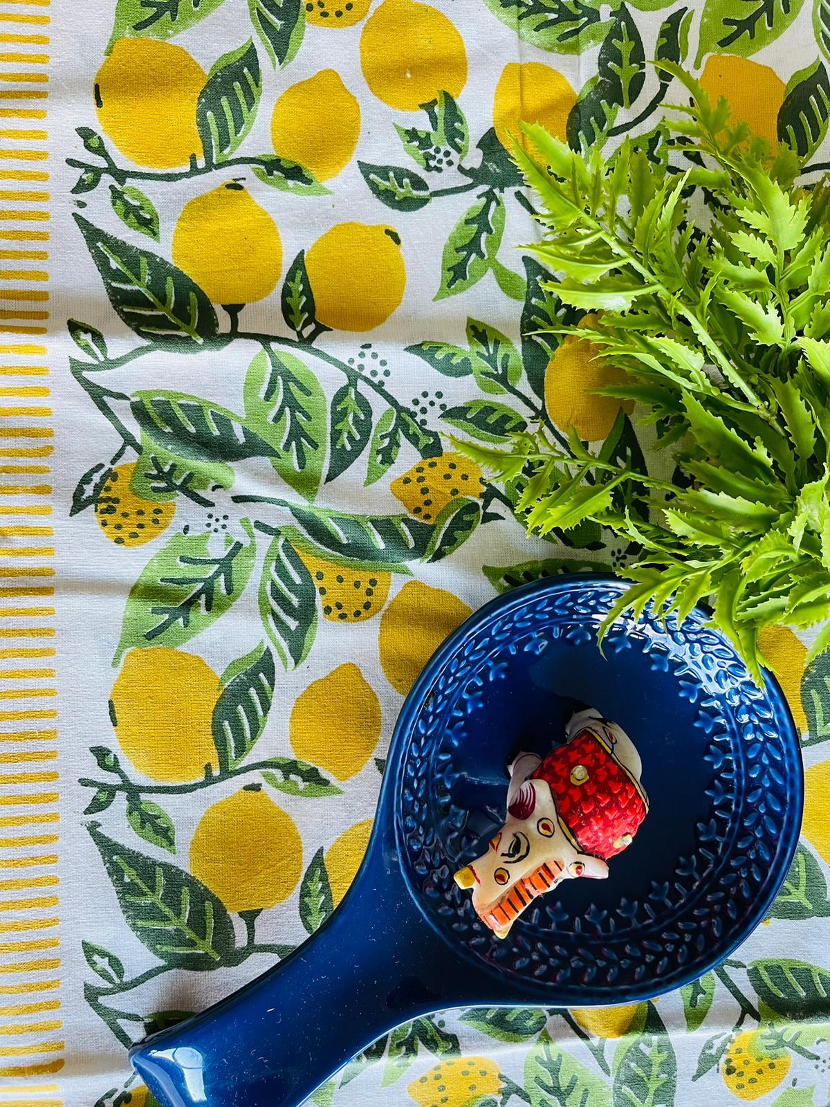 Lemon Cotton Table Runner - Rooii by Tuvisha