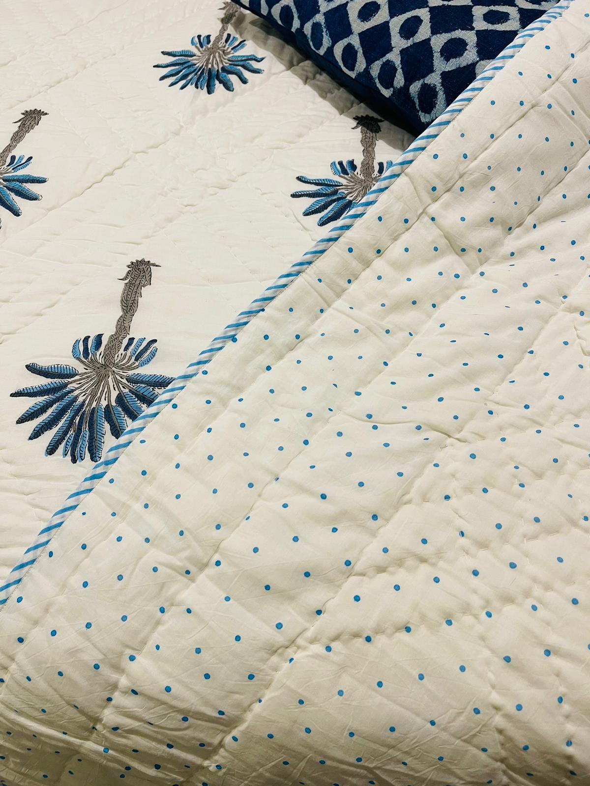 Palm tree Cotton Quilt/Bedspread - Rooii by Tuvisha
