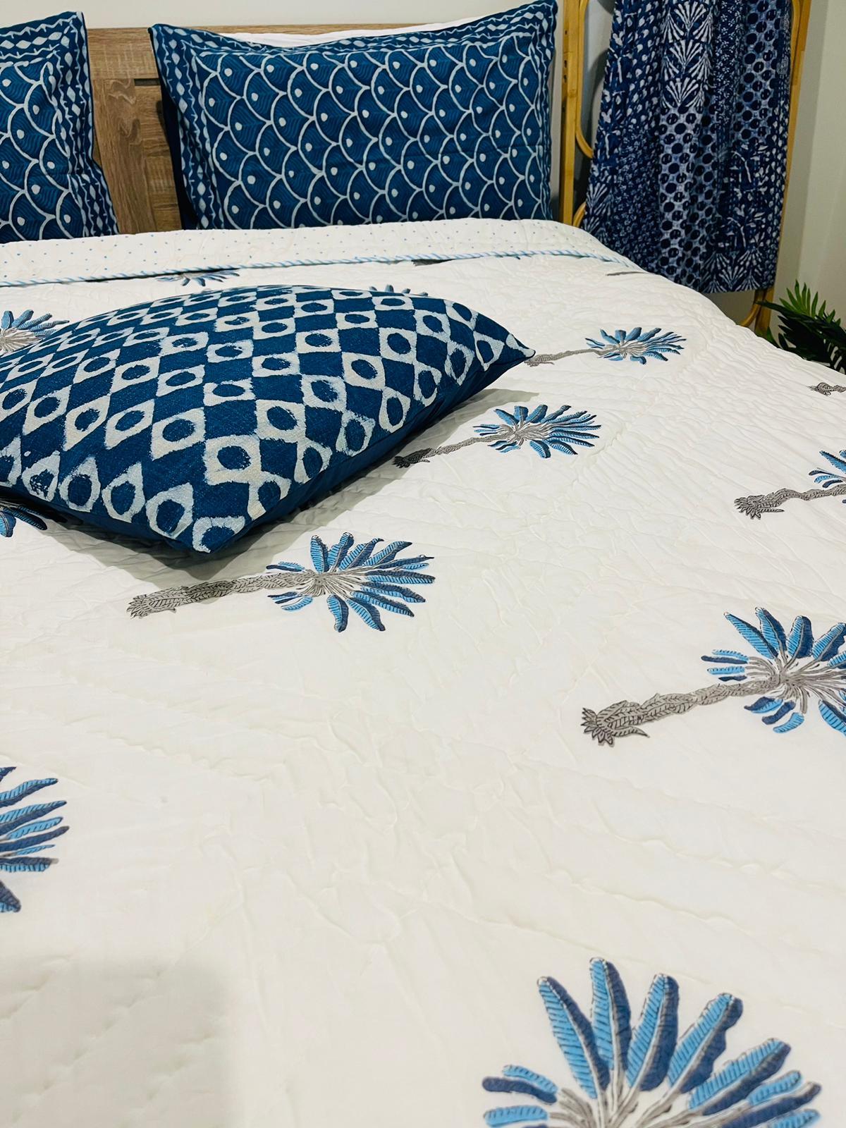 Palm tree Cotton Quilt/Bedspread - Rooii by Tuvisha