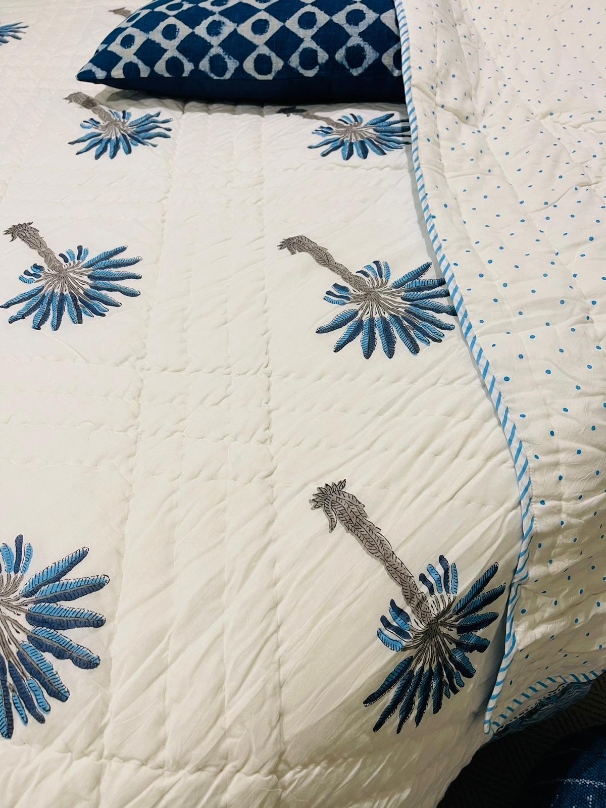 Palm tree Cotton Quilt/Bedspread - Rooii by Tuvisha