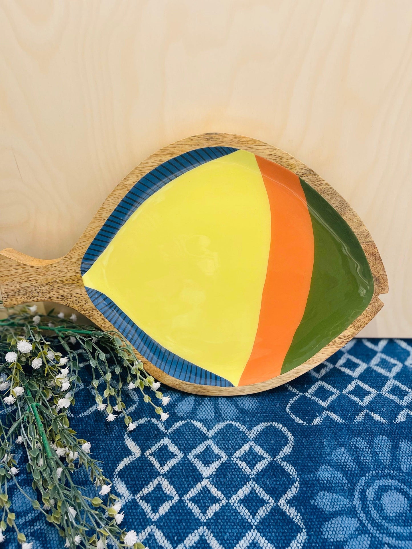 Wooden Boho Fish Platter - Rooii by Tuvisha