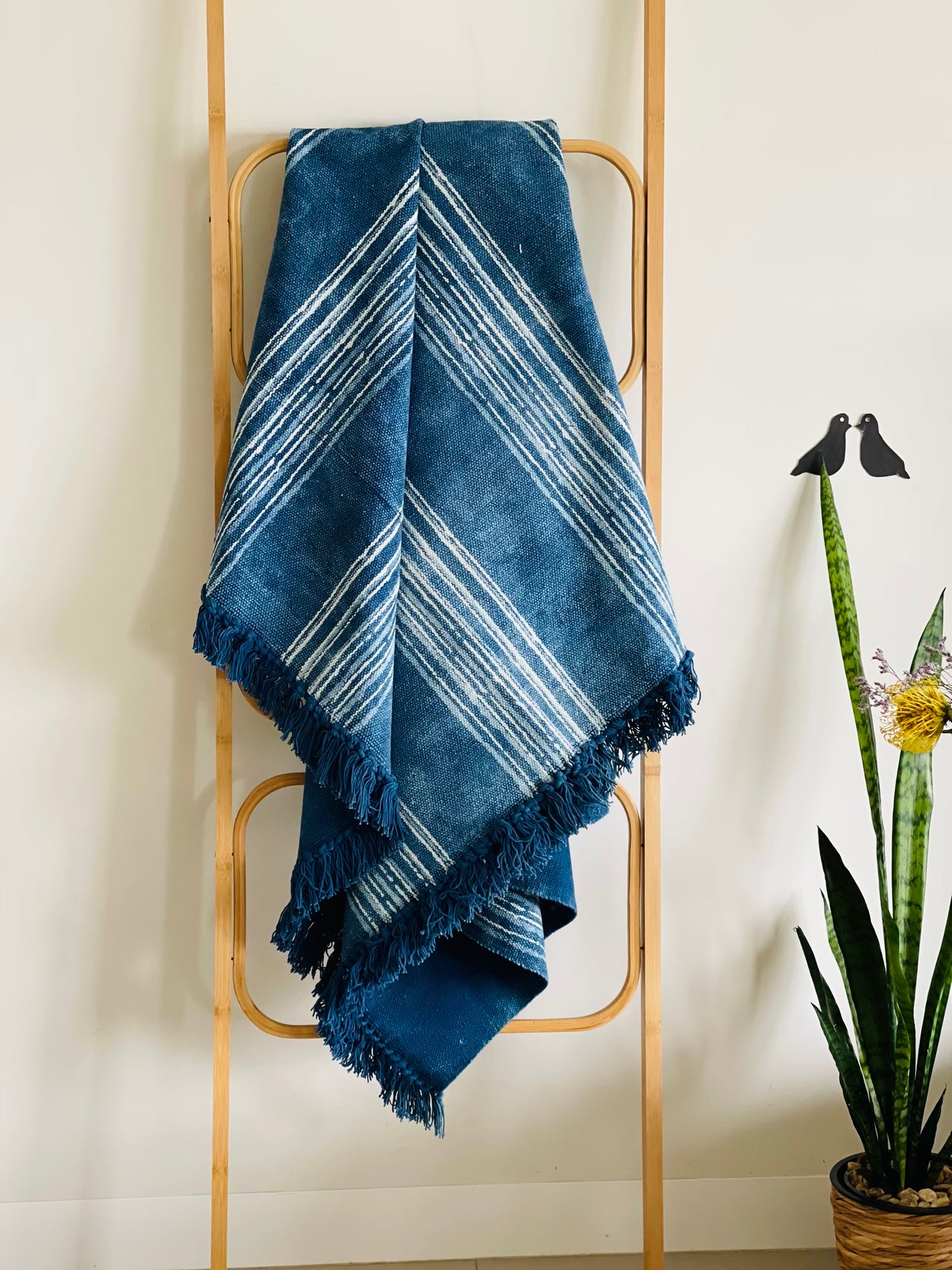 Indigo Multi stripe Throw Rug