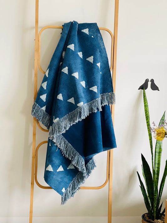 Indigo Geometric pattern Throw Rug