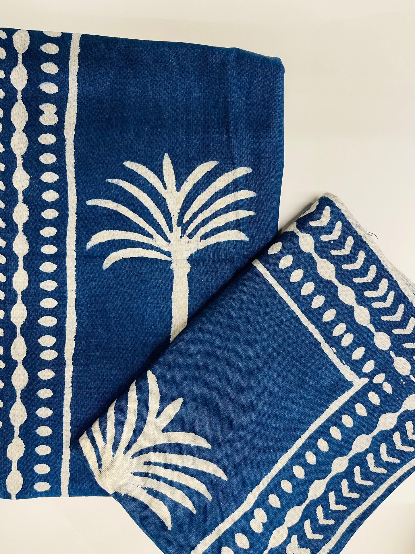 Indigo Palm Cotton Pillow Cover Set: Fresh Cotton Pillow Covers - Rooii by Tuvisha