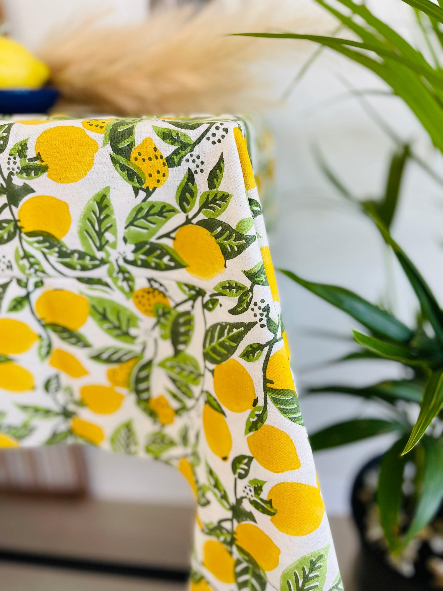 Cotton Table cloth - New fresh Lemon print - Rooii by Tuvisha