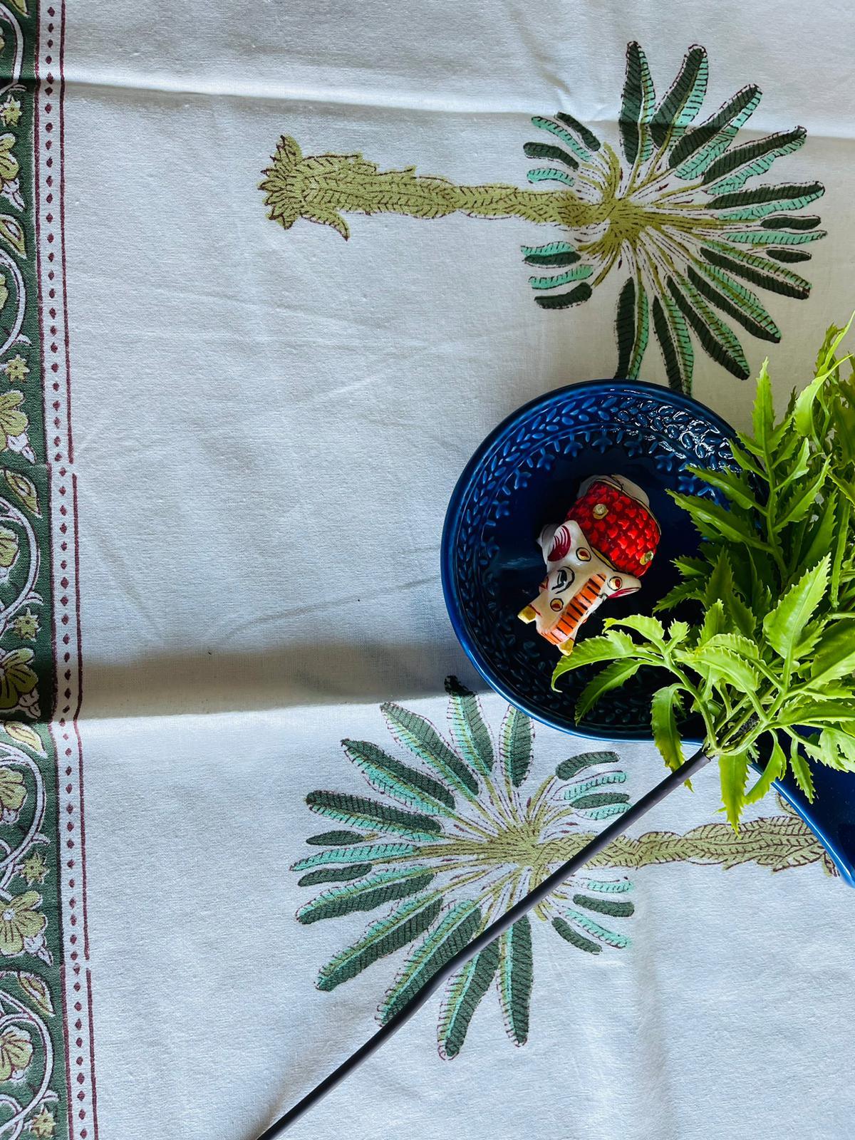Palm tree Cotton Table Runner - Rooii by Tuvisha